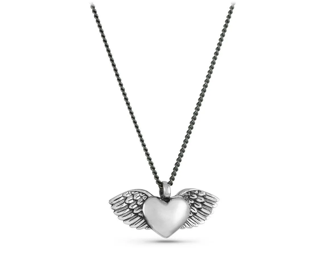 Flying Heart Necklace - Silver