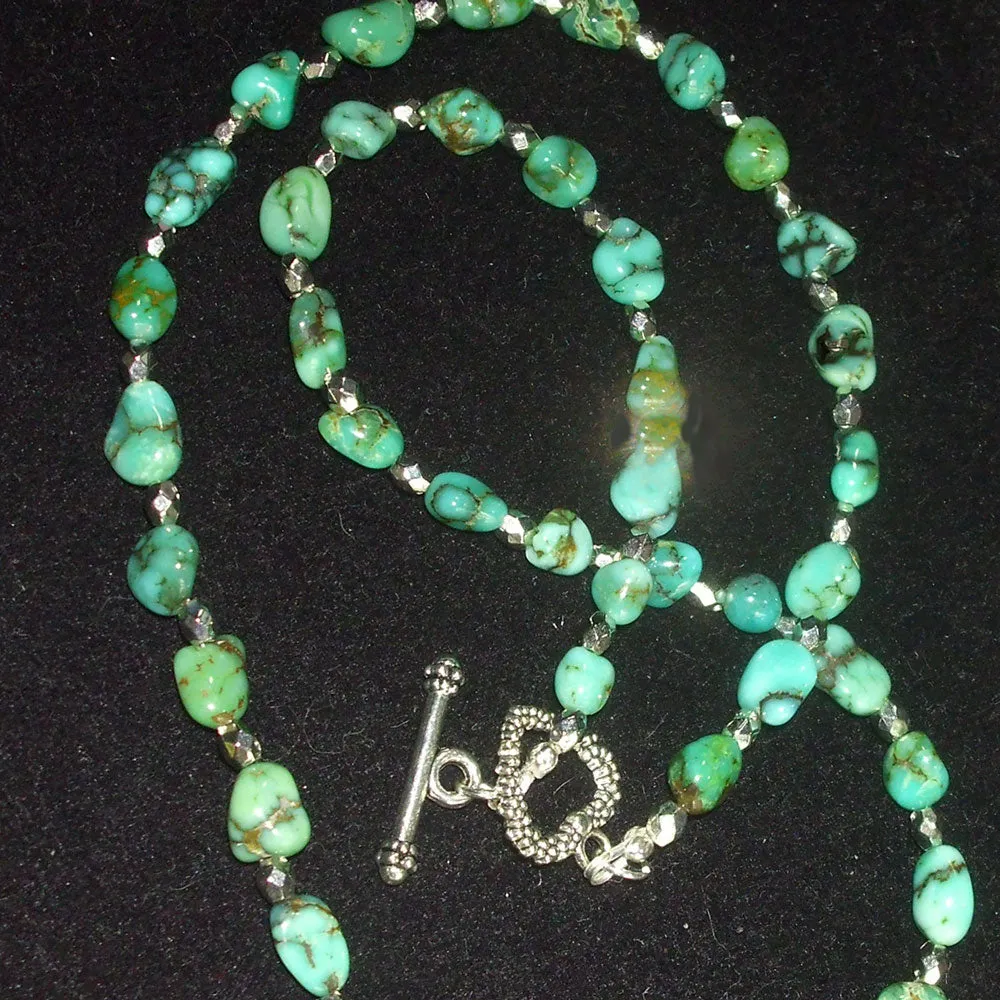 Gavra, Turquoise Stone Bead Single Strand Necklace