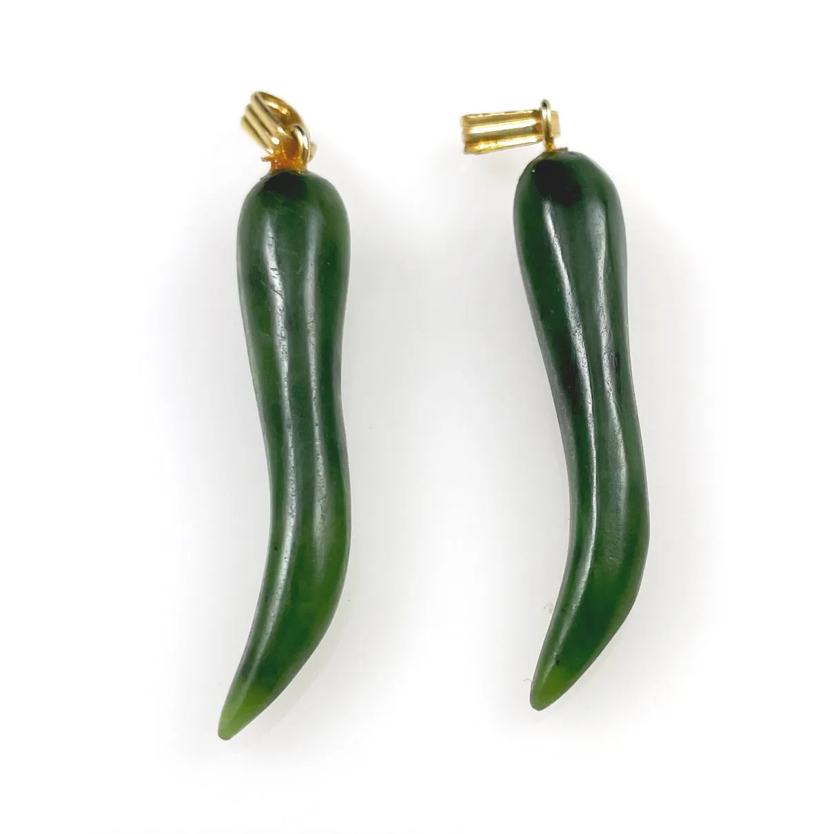 Green Jade Horn Pendants Tusks Lucky Amulets Cornicello