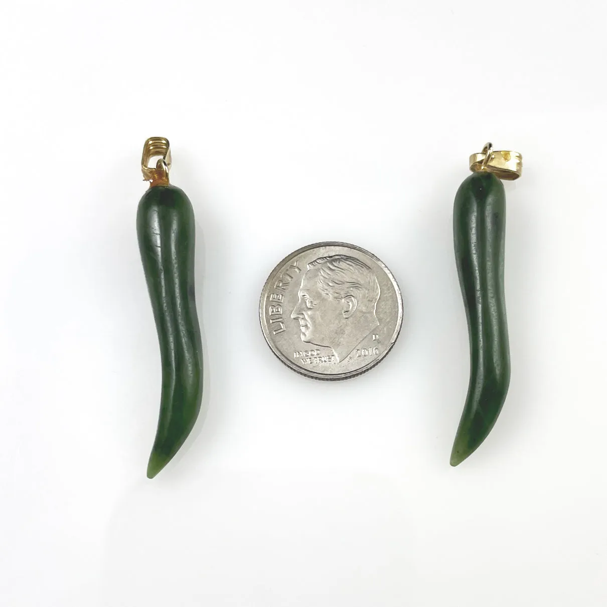 Green Jade Horn Pendants Tusks Lucky Amulets Cornicello