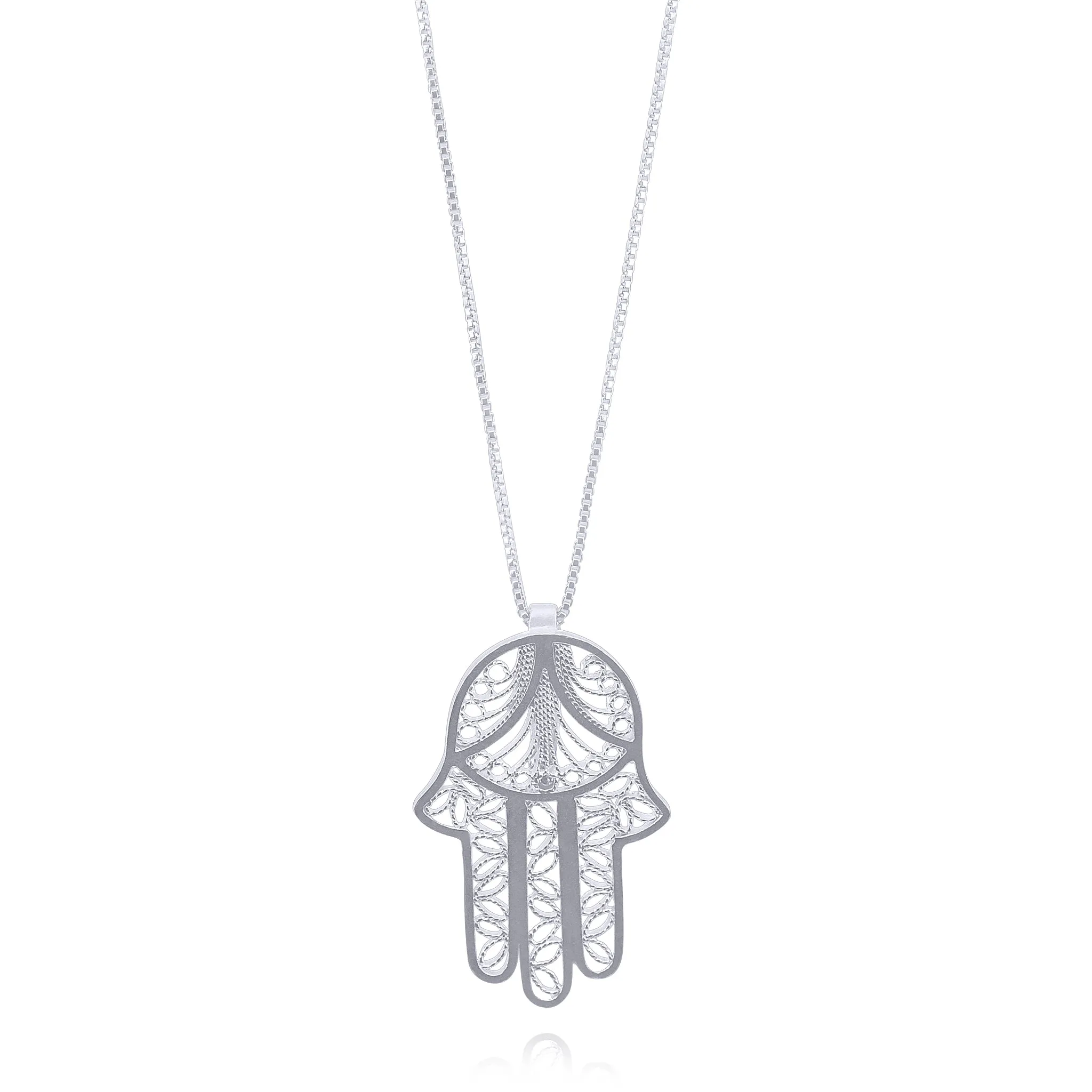 HAMSA SILVER SMALL PENDANT NECKLACE FILIGREE