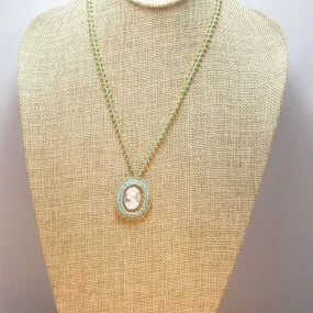 Idelia Beaded Cameo Pendant Necklace