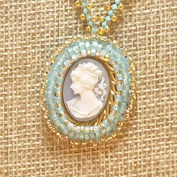 Idelia Beaded Cameo Pendant Necklace