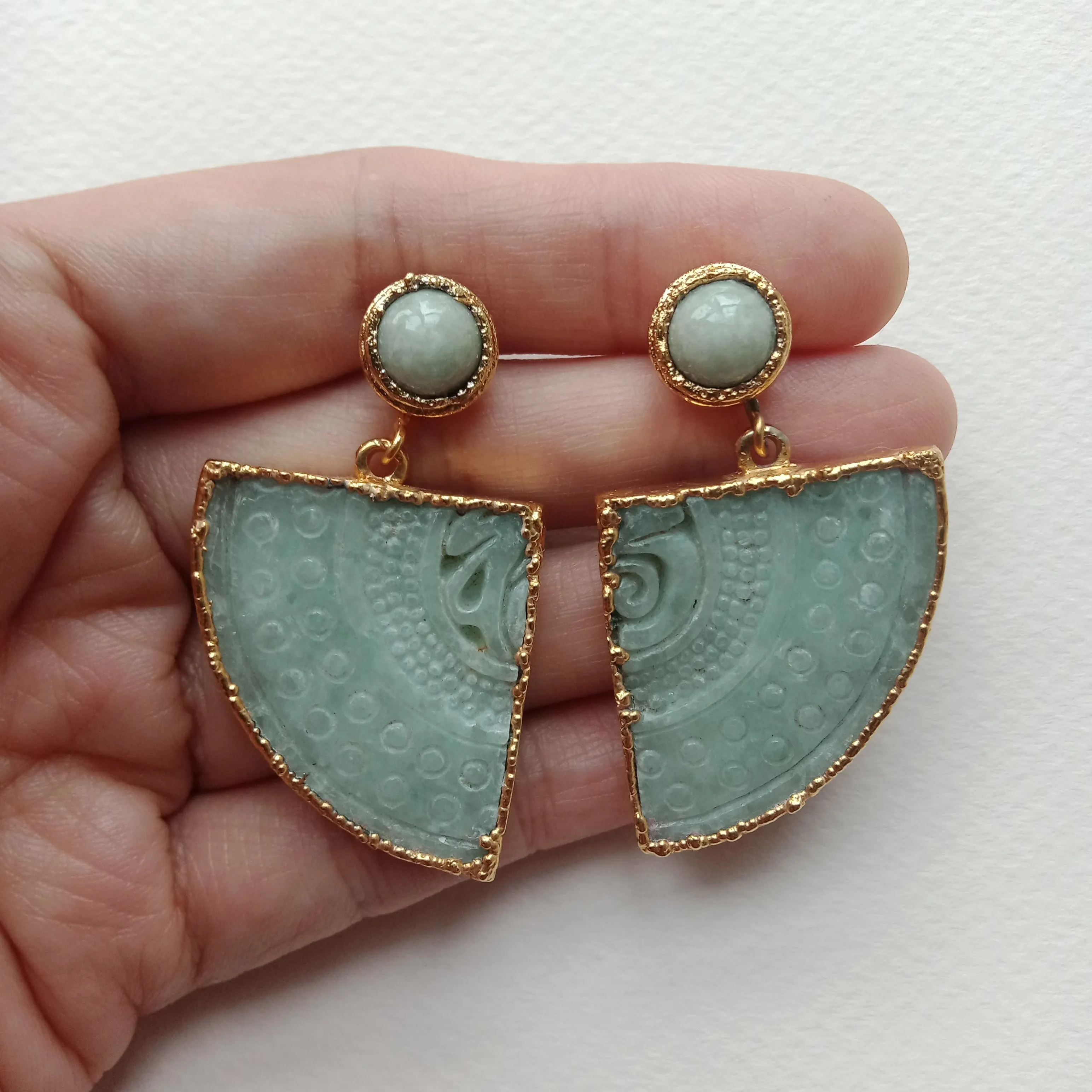 Jade carving earrings