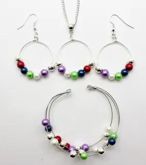 Jewelry Set JWL-SET-1005 Multi Color 6mm Beads on Wire