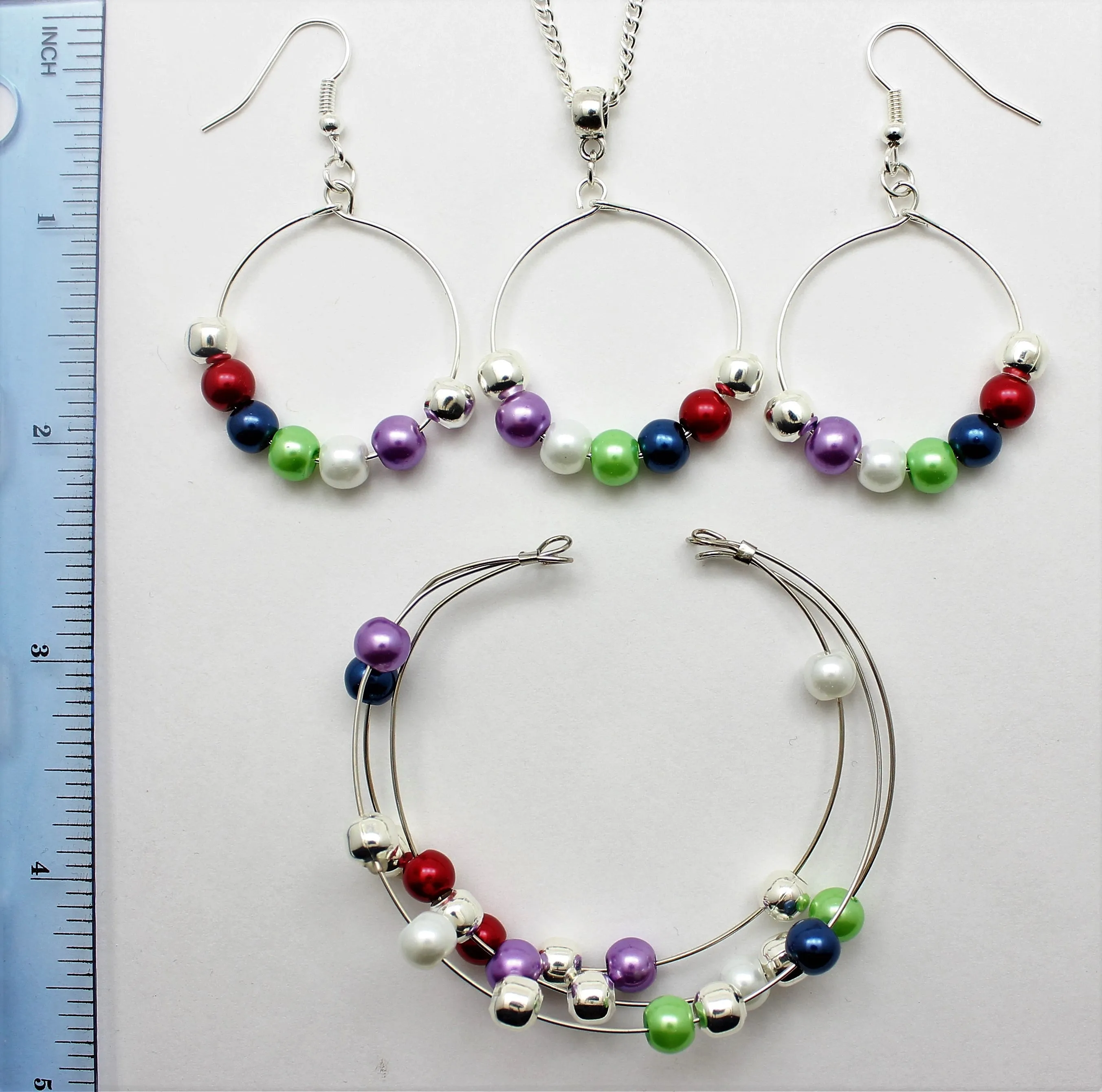 Jewelry Set JWL-SET-1005 Multi Color 6mm Beads on Wire