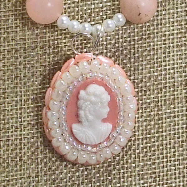 Kaiah Beaded Cameo Pendant Necklace