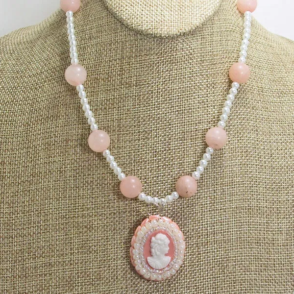 Kaiah Beaded Cameo Pendant Necklace