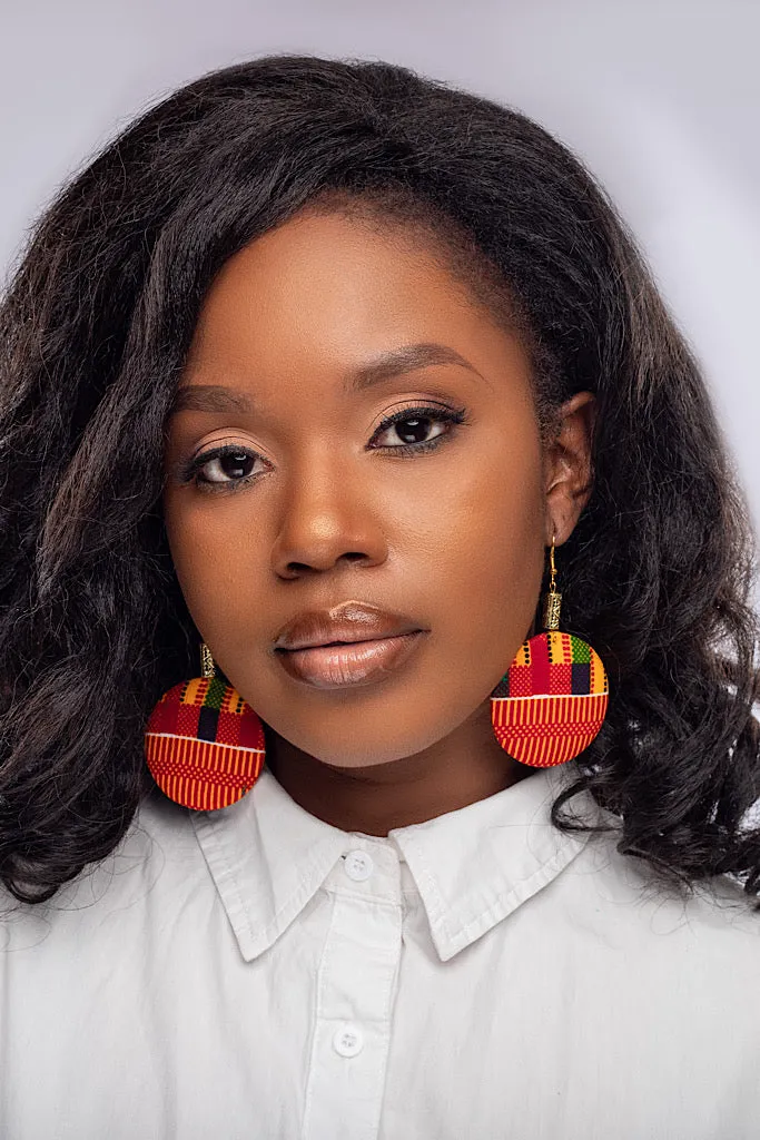 Kente Button Earrings