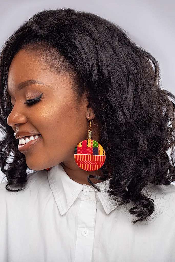 Kente Button Earrings