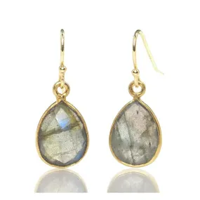 Labradorite Earrings with Gold Plated Ear Wires