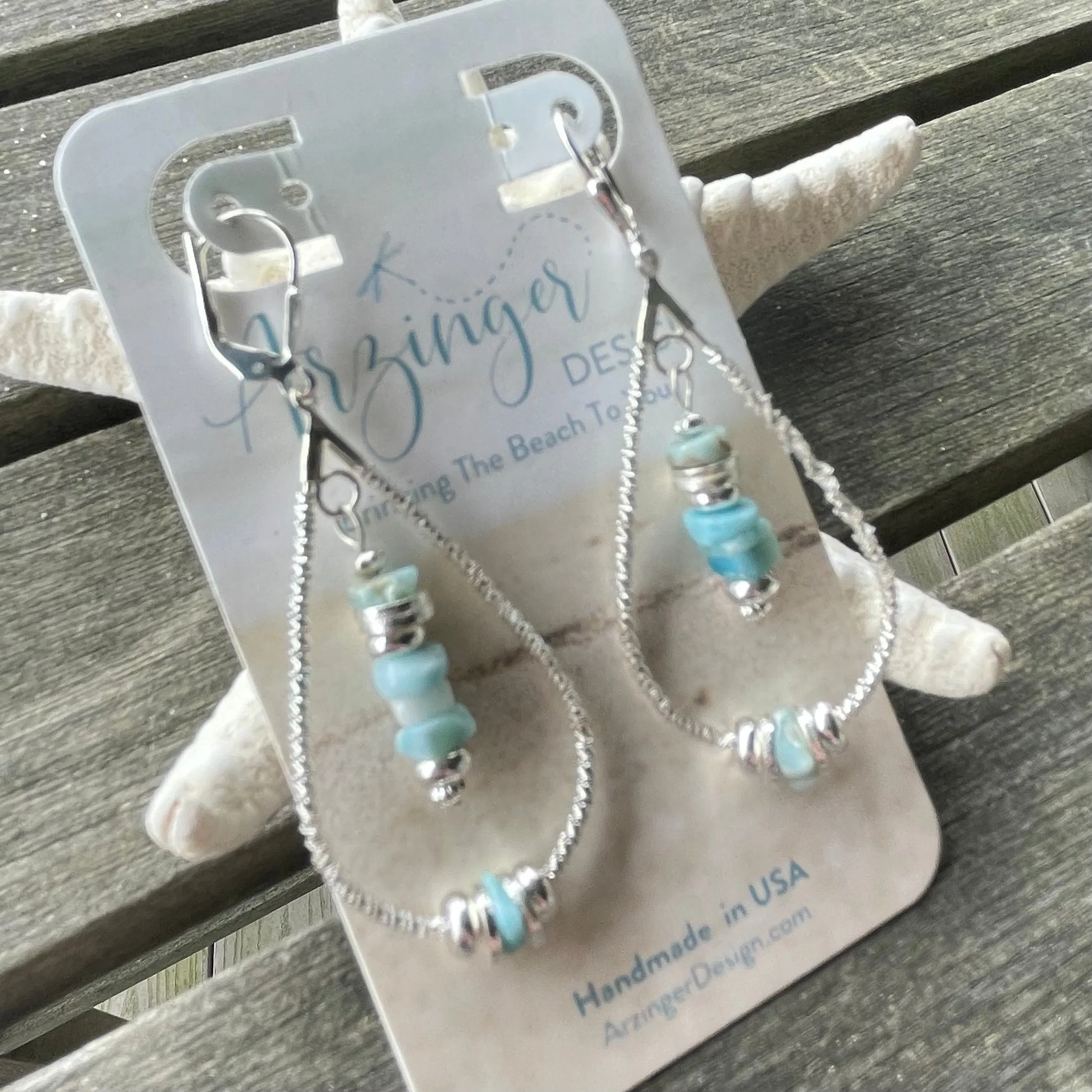 Larimar Sterling Earrings