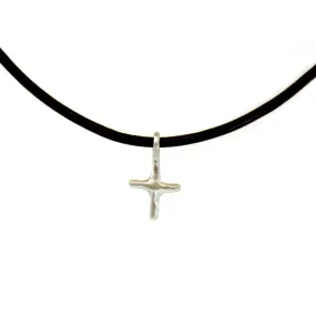 Leather & Silver Cross Necklace