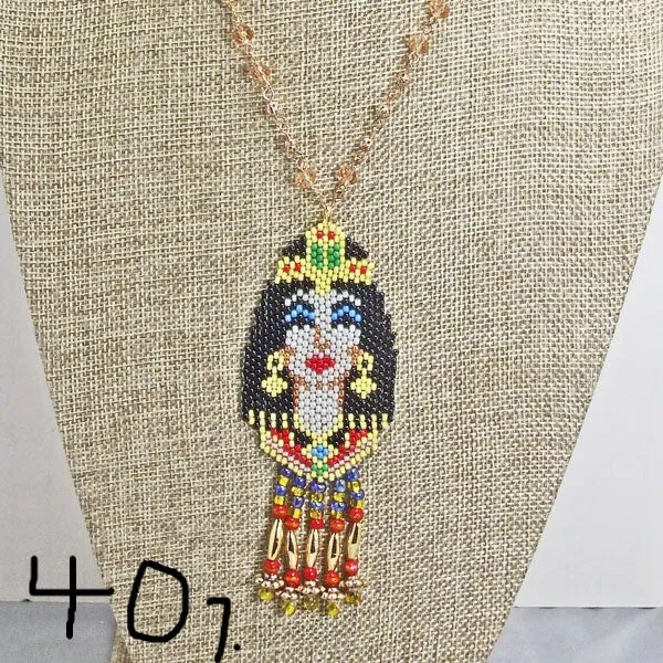 Mackenzie Egyptian Beaded Pendant Necklace