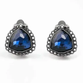 Magic Moment Blue Gem CLIP ON Earrings