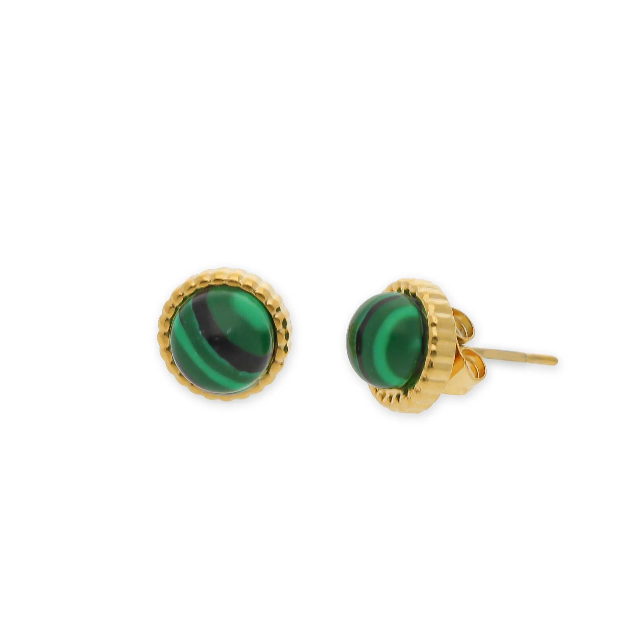 Malachite studs gold