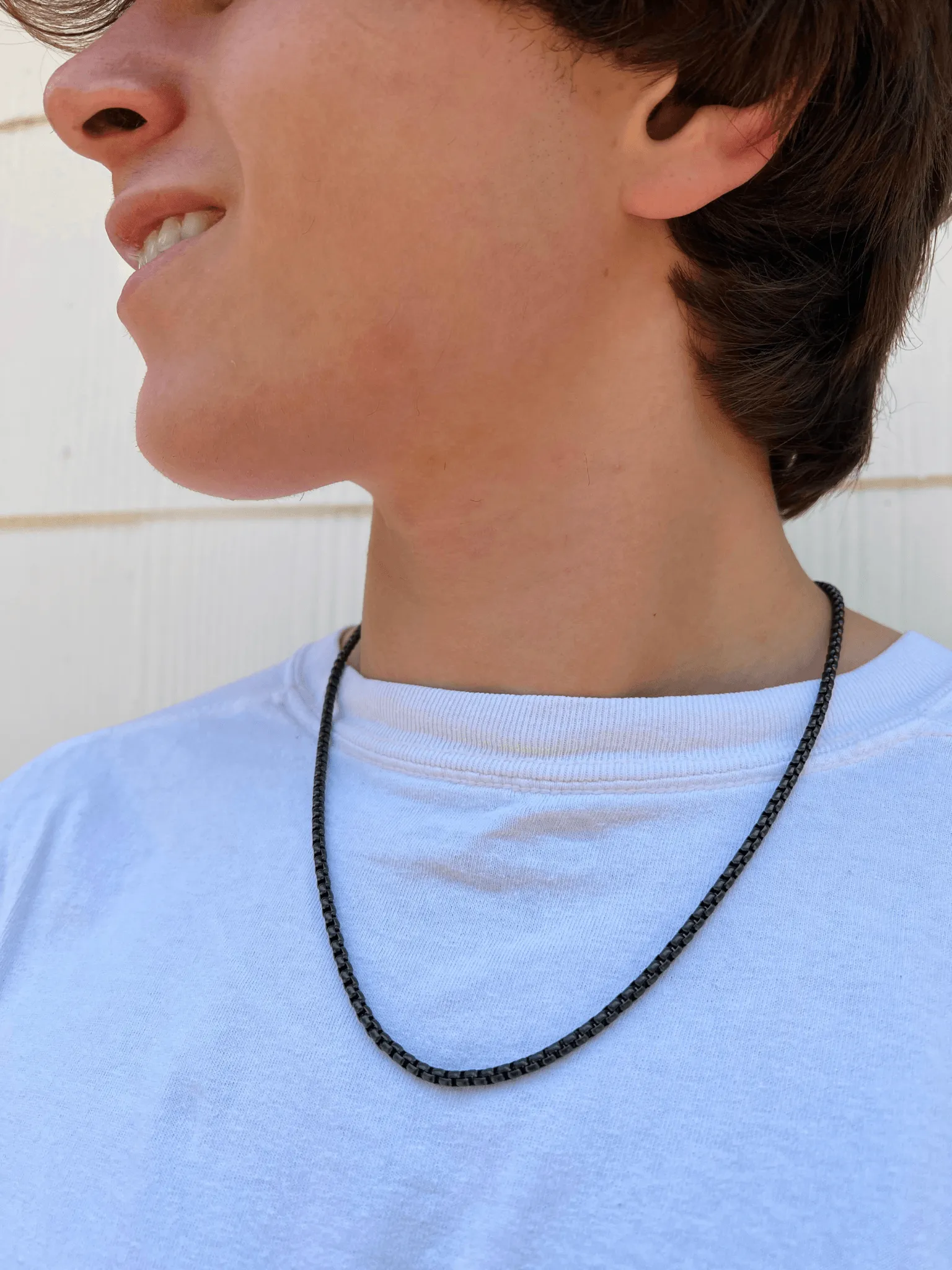 Men's Gun Metal Box Chain Necklace