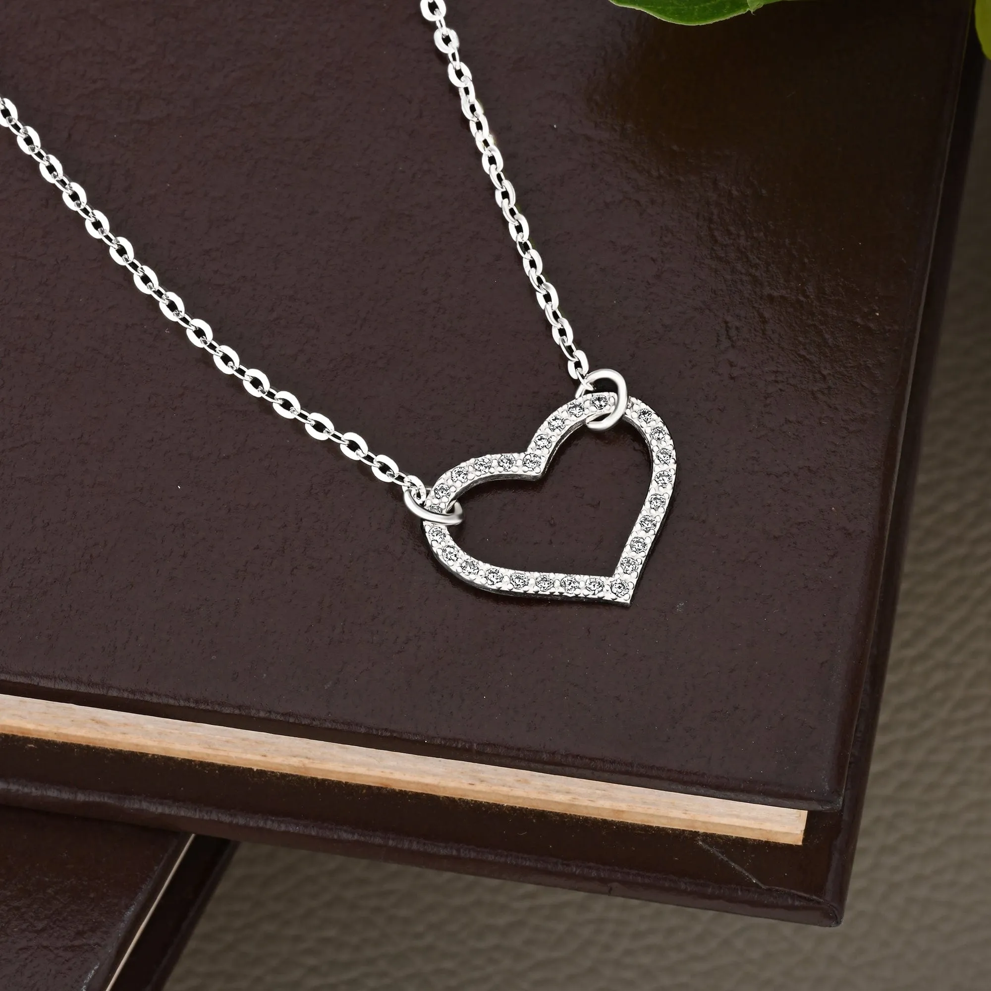 Minimalist CZ Open Heart Necklace Sterling Silver