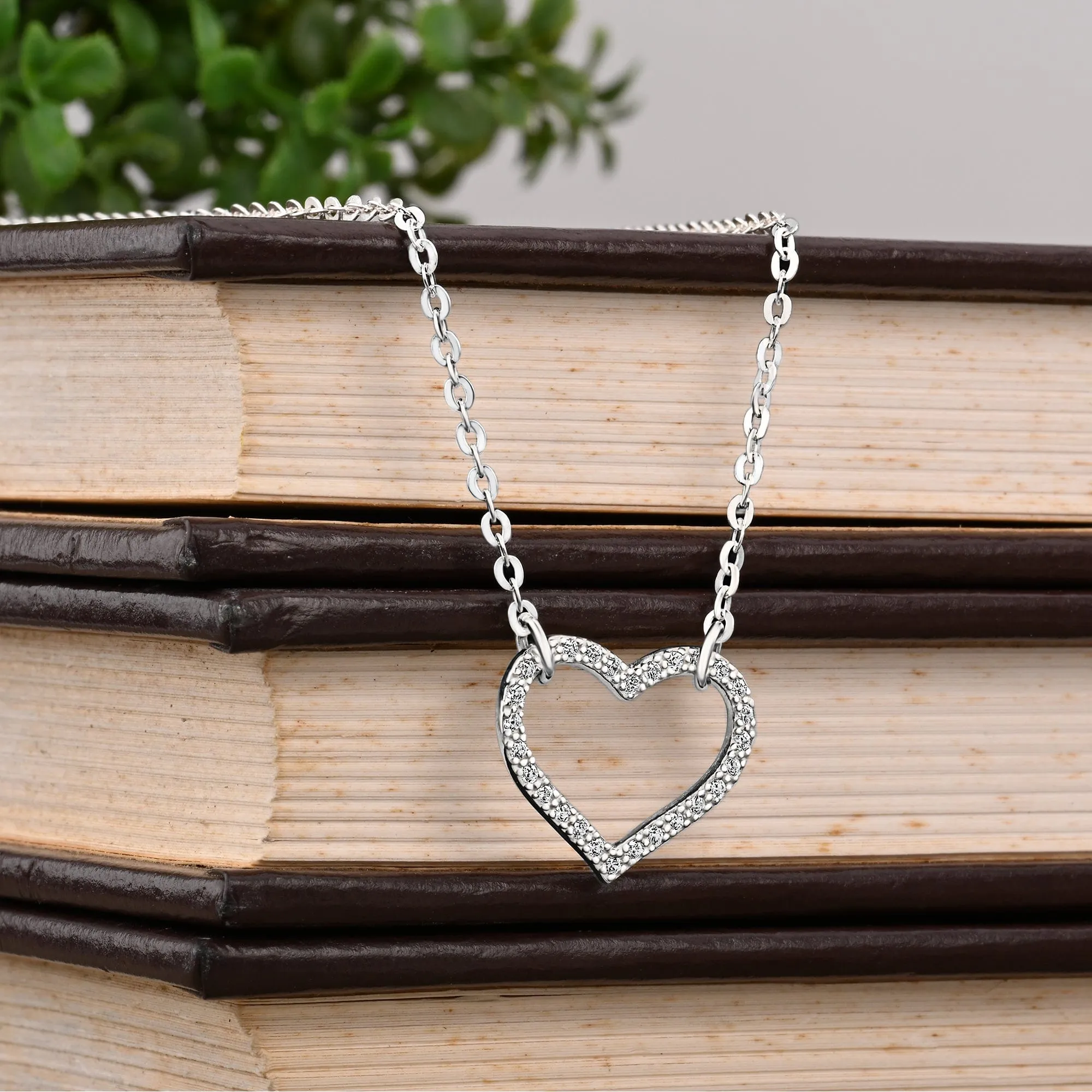 Minimalist CZ Open Heart Necklace Sterling Silver