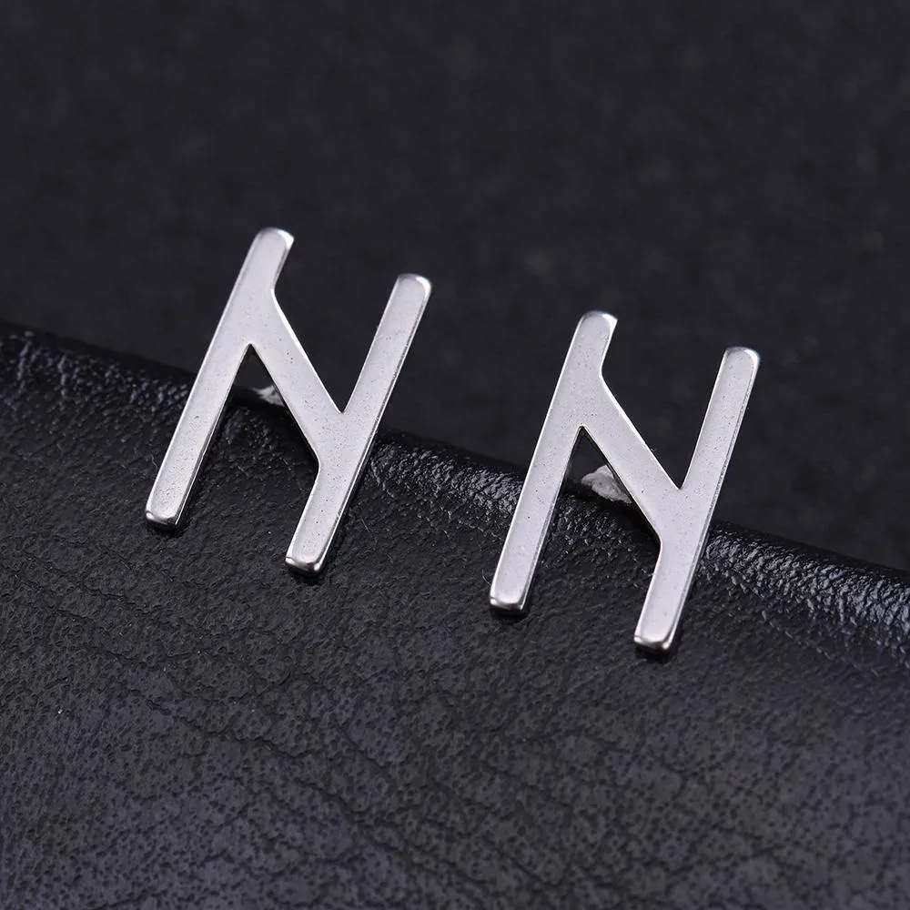 Minimalist Elder Futhark Runes Ear Studs