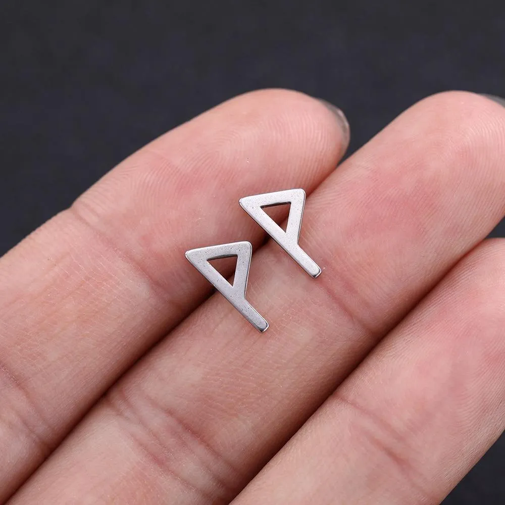 Minimalist Elder Futhark Runes Ear Studs