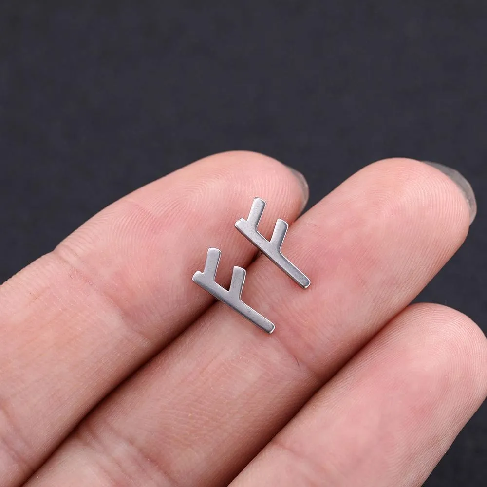 Minimalist Elder Futhark Runes Ear Studs