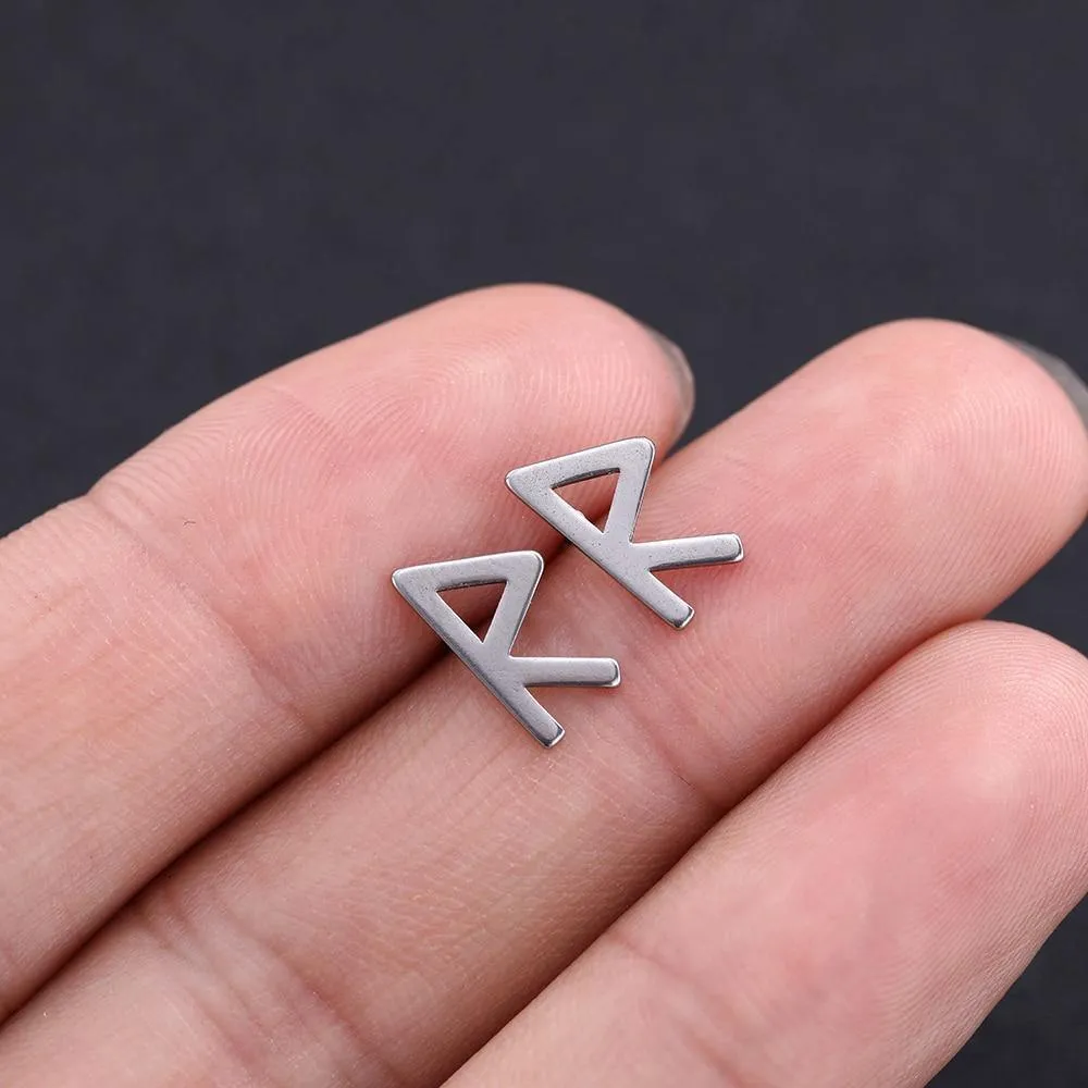 Minimalist Elder Futhark Runes Ear Studs