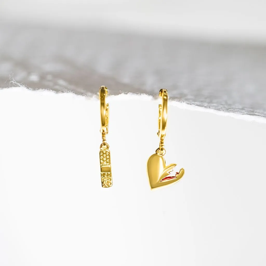 Mismatched Mending Heart   Bandaid Earrings