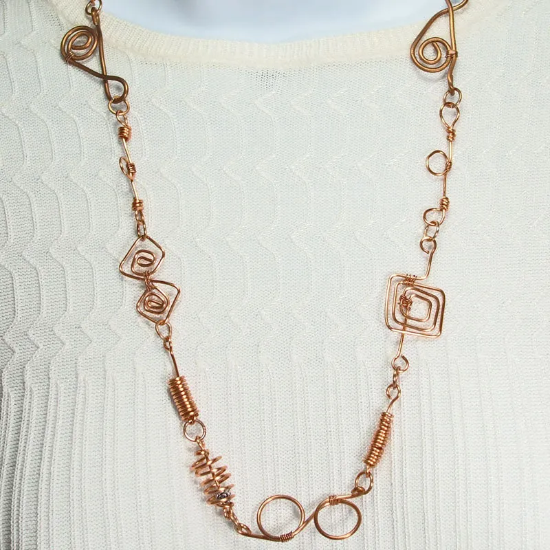 Nagida, Beaded Copper, Wire Link Necklace