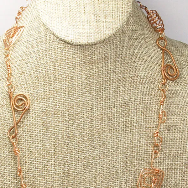 Nagida, Beaded Copper, Wire Link Necklace