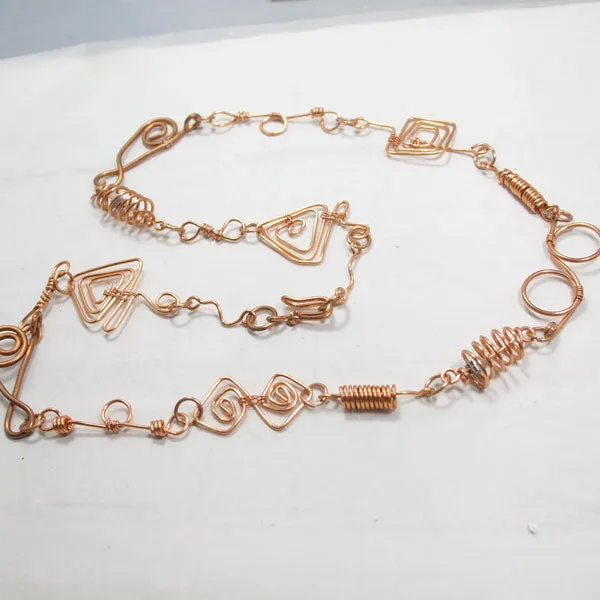 Nagida, Beaded Copper, Wire Link Necklace