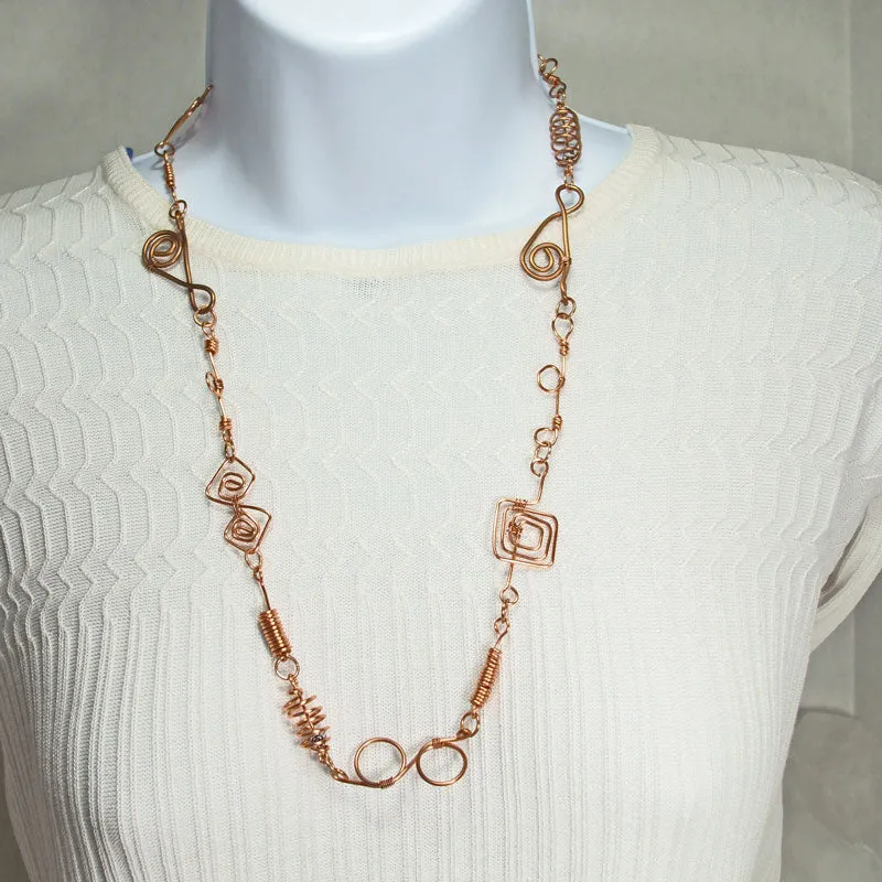 Nagida, Beaded Copper, Wire Link Necklace