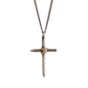 Nail Cross Pendant On Silver Cuban Chain