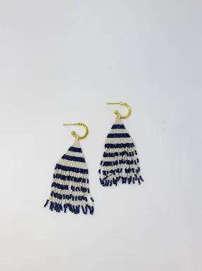 Navy James Mini Hoop Fringe Earring