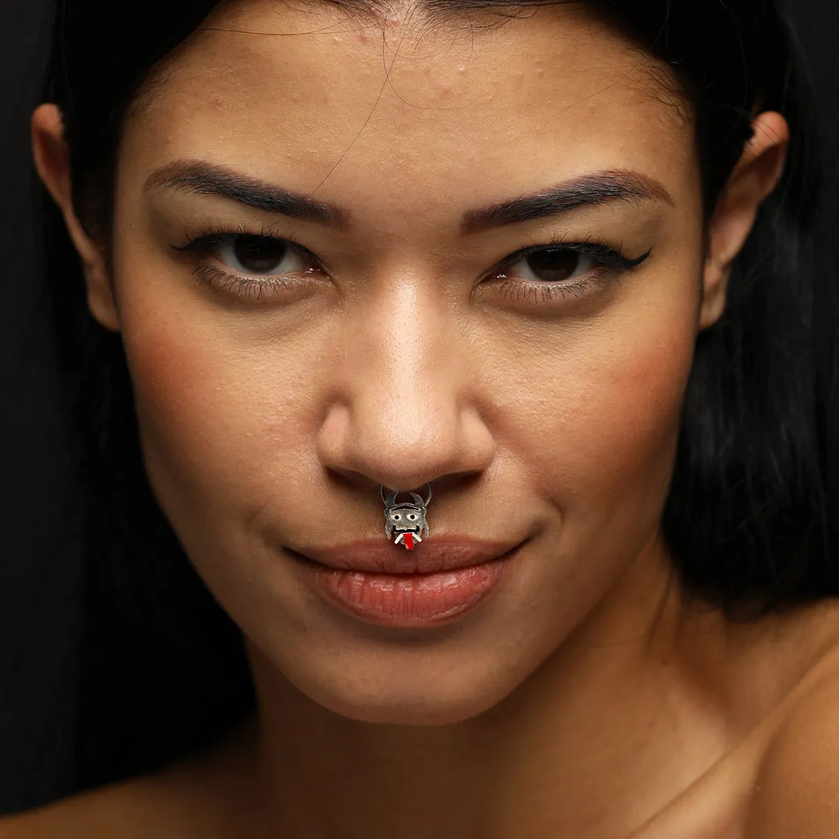 Nazar Battu Hand-Painted Sterling Silver Septum Nose Pin