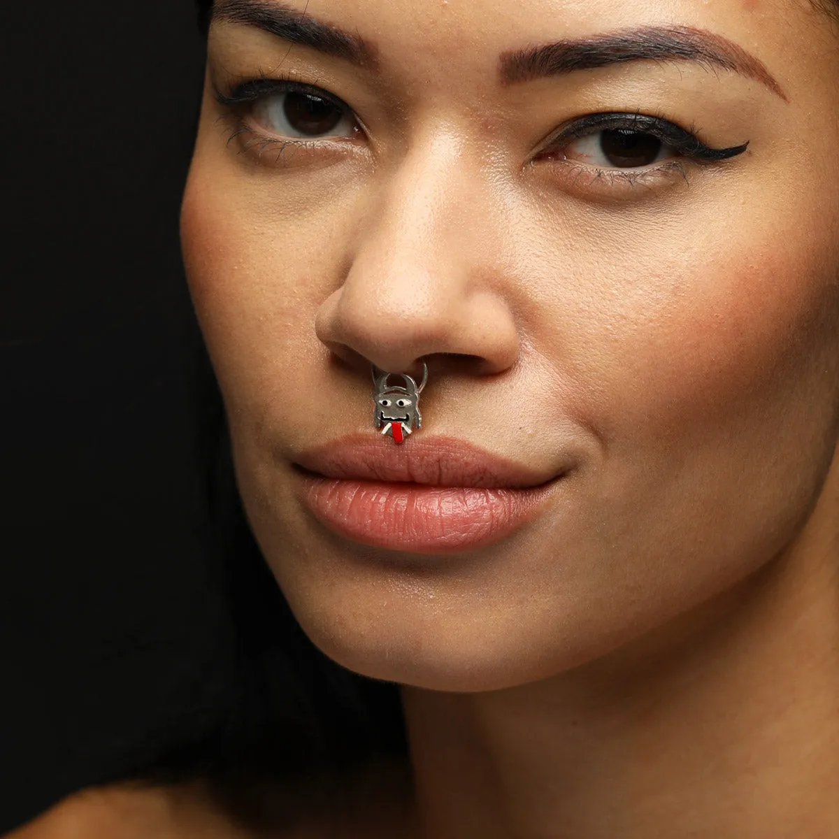 Nazar Battu Hand-Painted Sterling Silver Septum Nose Pin