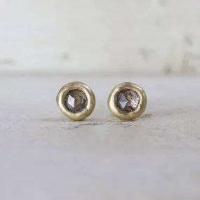 One of a Kind Rose Cut Grey Diamond Individual Studs by Sarah Swell