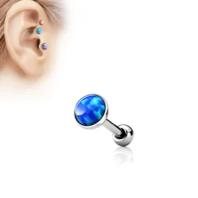 Opal Set Flat Top 316L Surgical Steel WildKlass Cartilage/Tragus Barbell