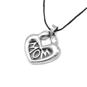 Open Heart Pendant with Mom Script Necklace