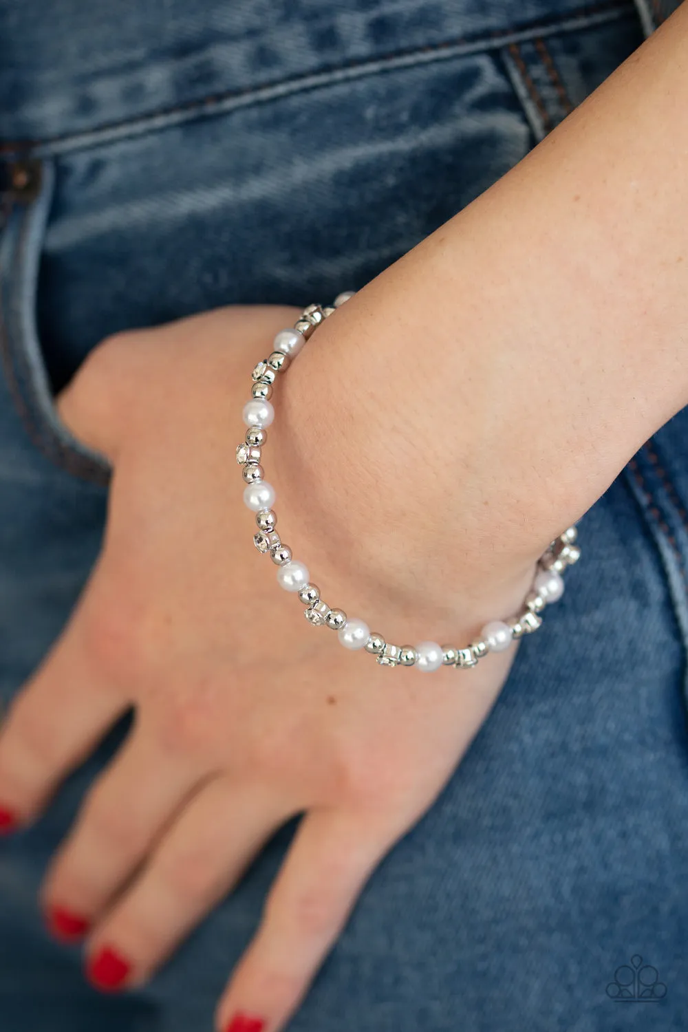 Paparazzi Bracelet ~ Decadently Dainty - White