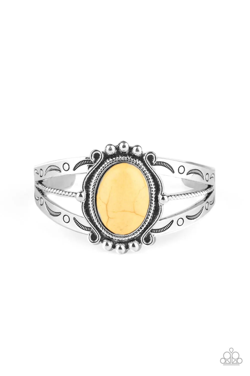 Paparazzi Bracelet ~ Very TERRA-torial - Yellow Cuff Bracelet