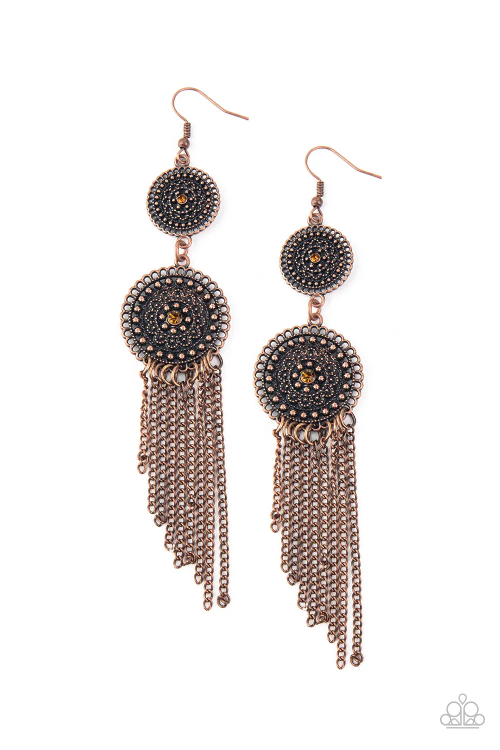 Paparazzi Earring ~ Medallion Mecca - Copper