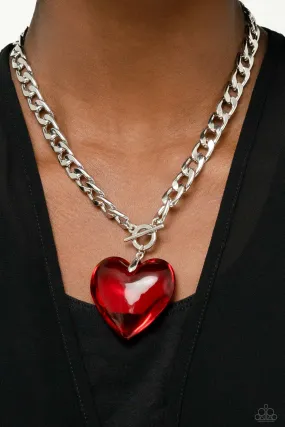 Paparazzi GLASSY-Hero - Red Heart Necklace