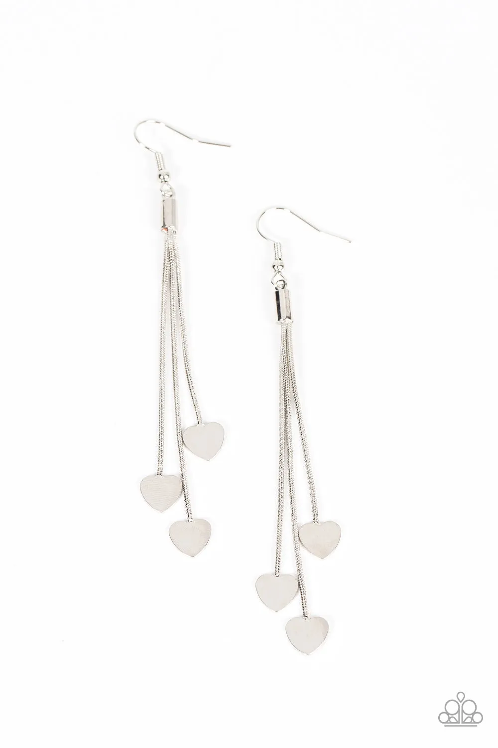 Paparazzi Higher Love - Silver Earrings with Heart