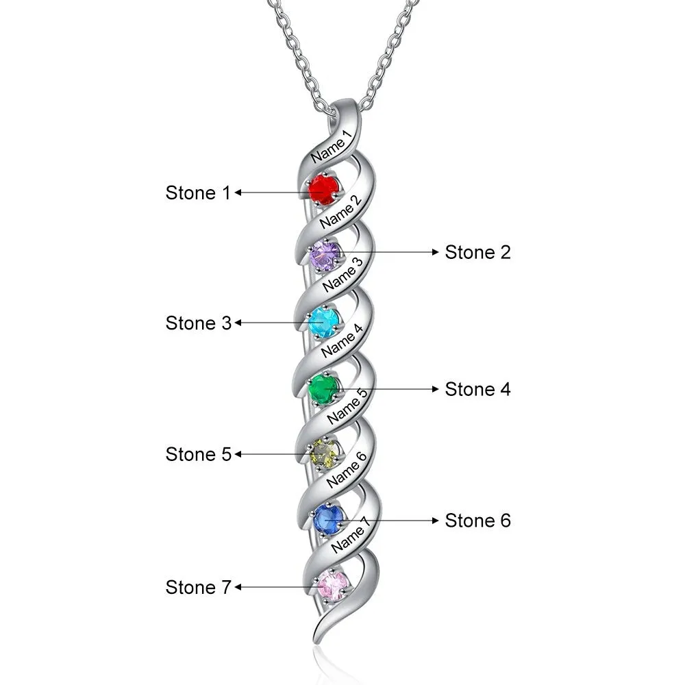 Personalized 7 Stones Twisted Pendant