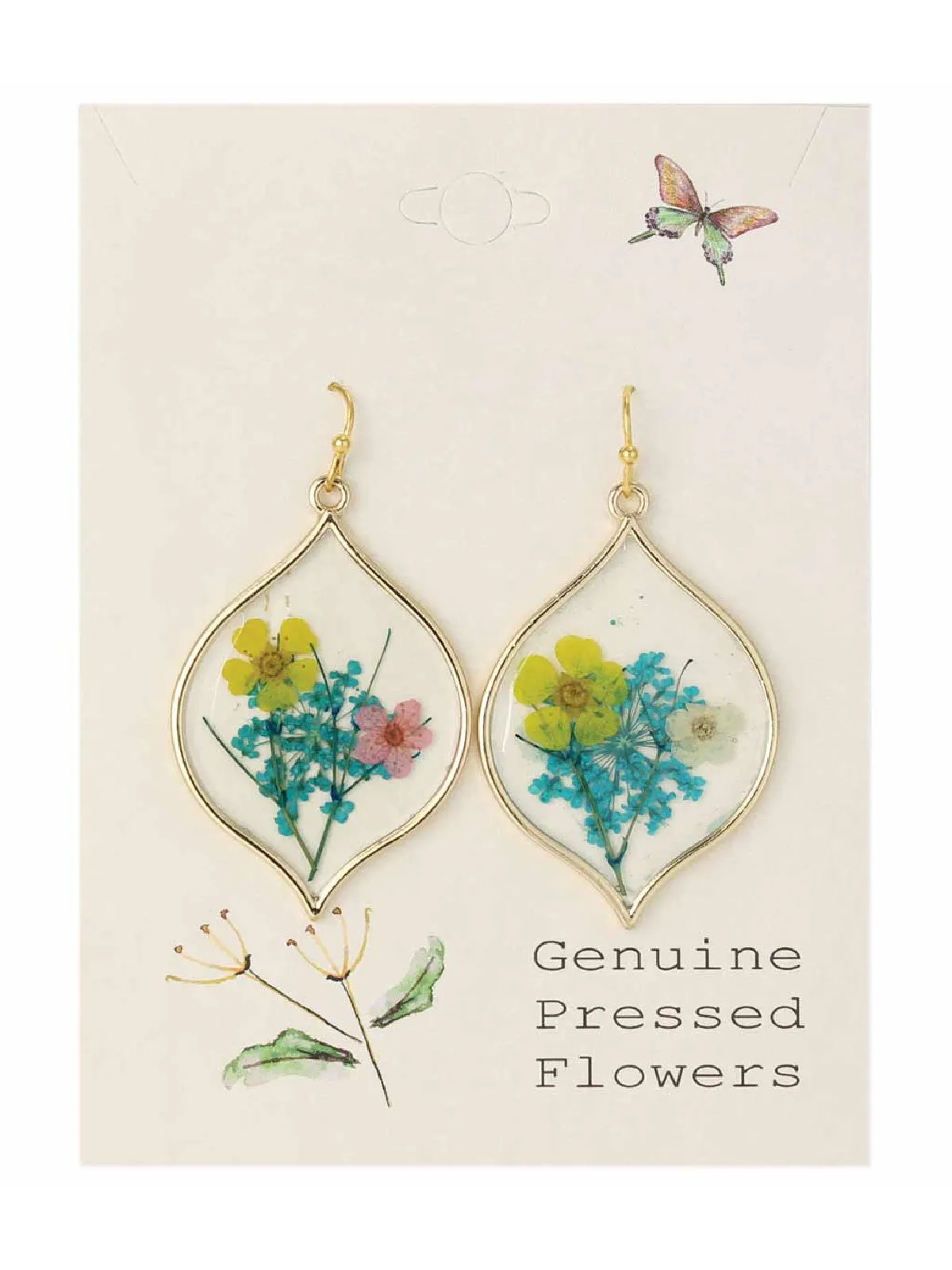 Pressed Flower Marquise Dangles