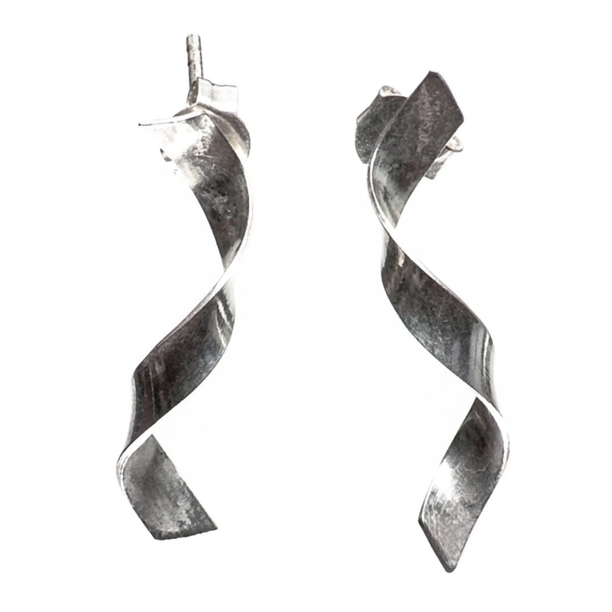 Ribbon Silver Earrings