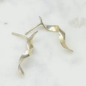 Ribbon Silver Earrings