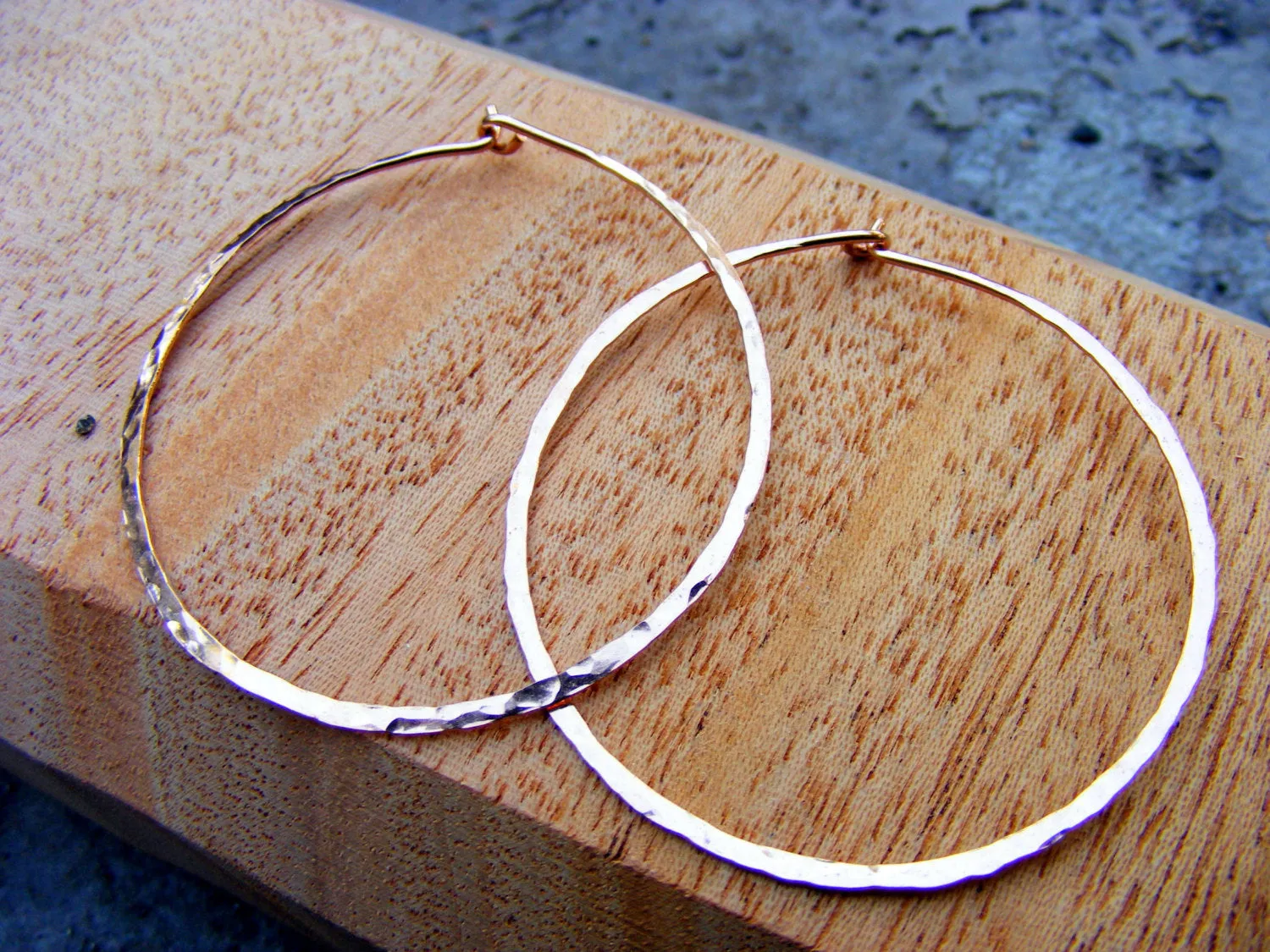 Rose Gold Hoops, Skinny, Slim, Big, Thin Hammered Hoop, Simple Light 14kt Pink Gold Filled Hoops Earring