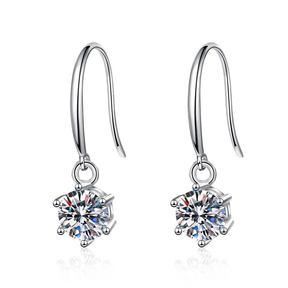 RSE-402 Classic Six Claw Moissanite hook earrings